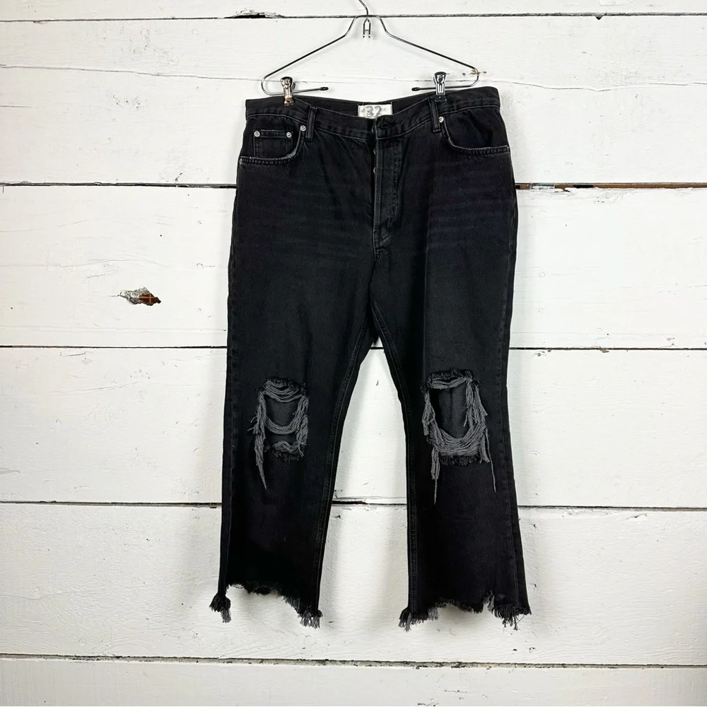 Free people Maggie mid rise straight leg jeans distressed size 32 - Picture 5 of 7